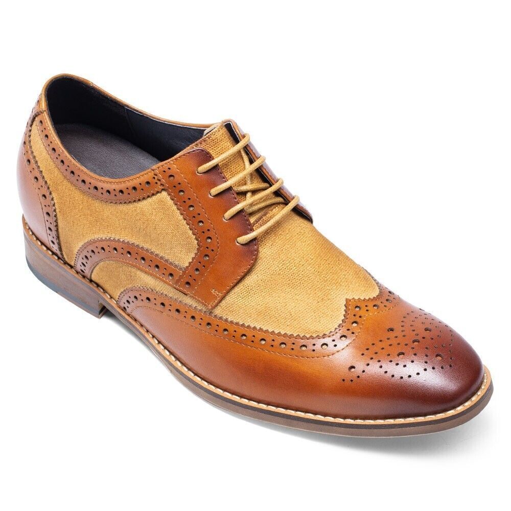 US9 CHAMARIPA 7cm/2.7" Elevator Shoes Men brown height increase Oxford